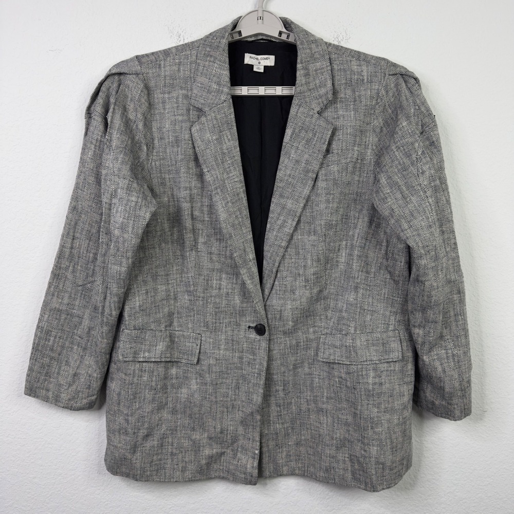 Rachel Comey‎ x Target Blazer Womens XL Gray Linen Blend Herringbone Minimalist